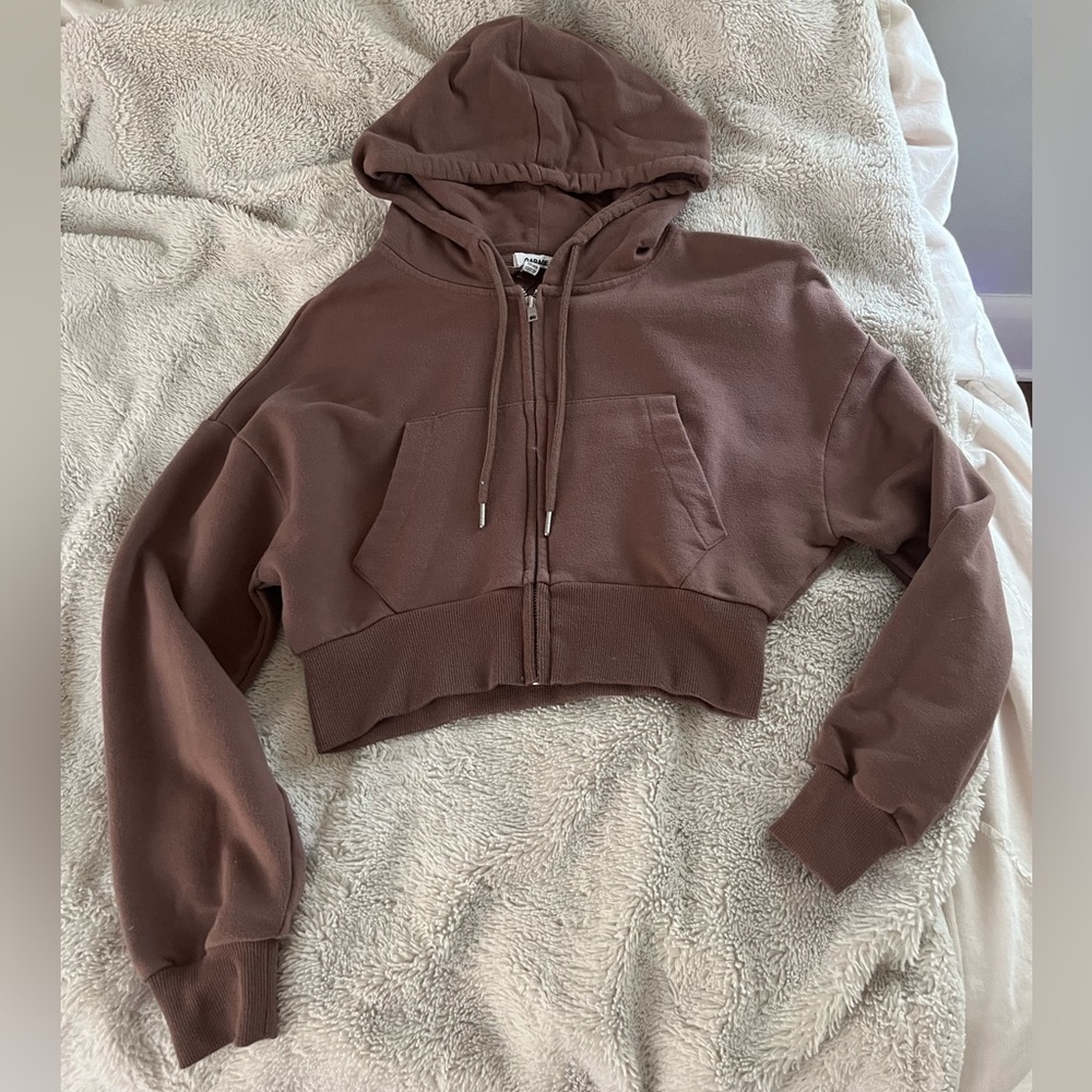 Garage brown cropped zip up